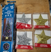 New 30" Fiber Optic Christmas Tree + 4 New Christmas Tree Topper