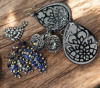 Two Rhinestone Brooches 2 Sparkling Pierced Earrings - 2