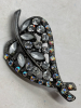 Two Rhinestone Brooches 2 Sparkling Pierced Earrings - 4