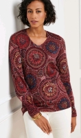 New TALBOTS MERINO WOOL PULLOVER sz Medium Petite- CIRCLE PAISLEY