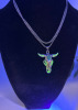 Unique Skull Animal Head Pendant Retro Stainless Steel Necklace Adjustable Chain Green UV Glow - 4