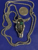 Unique Skull Animal Head Pendant Retro Stainless Steel Necklace Adjustable Chain Green UV Glow - 5