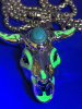 Unique Skull Animal Head Pendant Retro Stainless Steel Necklace Adjustable Chain Green UV Glow - 6