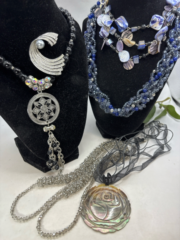 Rhinestone Brooch / 5 Lovely Necklaces