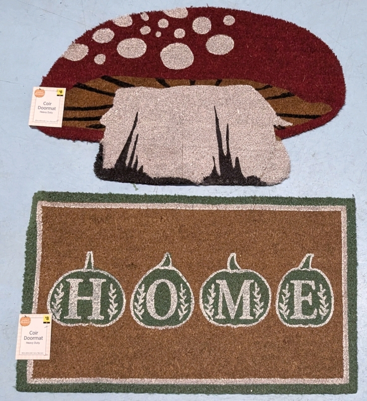 2 New Fall-Themed Heavy Duty Coir Doormats - 18" x 30" ea