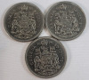 1968 - 2002 Canadian 50 Cent Half Dollars . 1968 &times;2 , 1969 , 1972 , 1973 , 1974 , 1976 & 2002 &times;2 . Nine (9) Coins . - 3