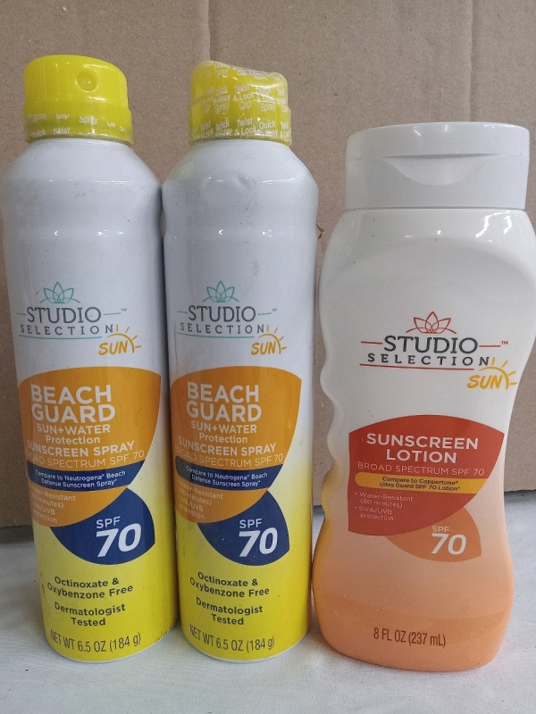 3 New | 70SPF Sunscreen Bottles | Largest is 237mL