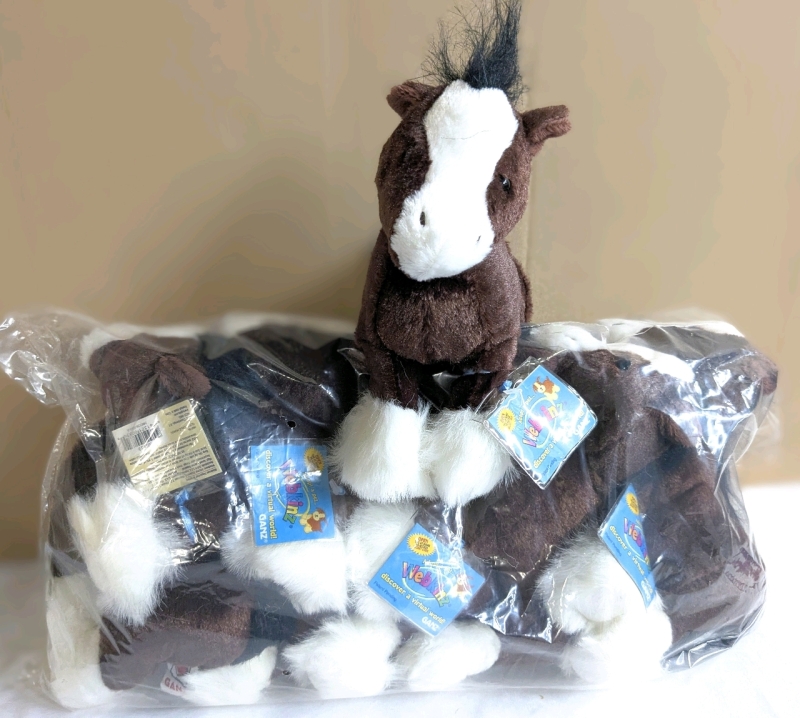 6 New Ganz WEBKINZ Clydesdale Horses HM139 with Sealed Codes Intact | Around 6.5" Tall