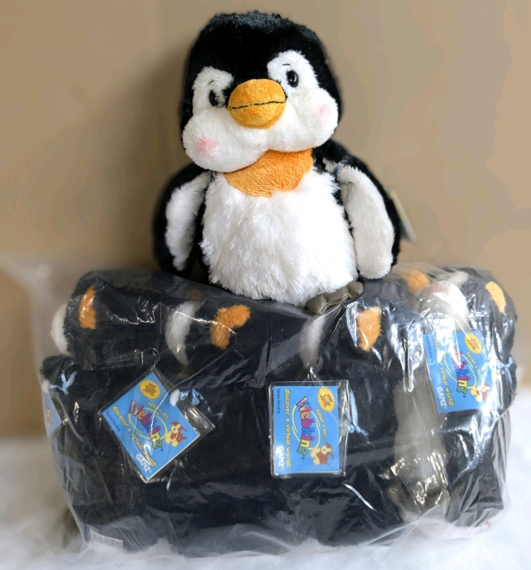 5 New Retired Ganz WEBKINZ Penguins HM132 with Sealed Codes Intact | Around 8" Tall