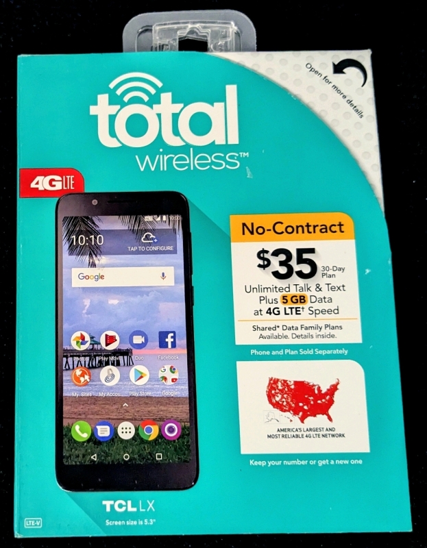 New TOTAL WIRELESS TCL LX 16GB 5.3" Android 8.1 Smartphone No IMEI on Box | See Description