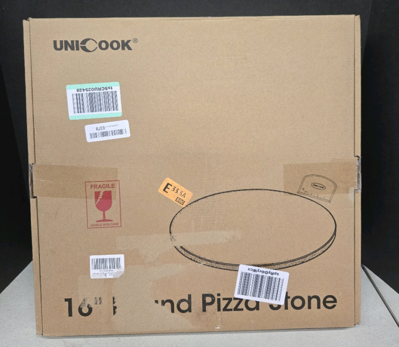 New | Unicook 16 Inch Round Pizza Baking Stone, Heavy Duty Ceramic Pizza Grilling Stone for Oven and Grill | * Retails $54.99 *