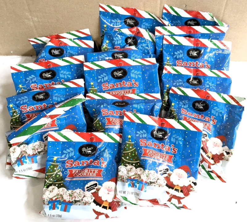 17 New Palmer's Santas Favorite Cookies Packs (Mint Chocolate Sandwich Cookies Covered in White Fudge) - 79g ea | Best by 09/2025