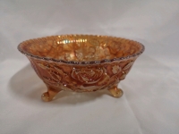 Vintage Carnival Glass Footed Bowl - Orange