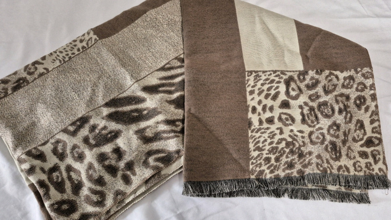 New Animal Print Shawl 26" Wide & 74" Long