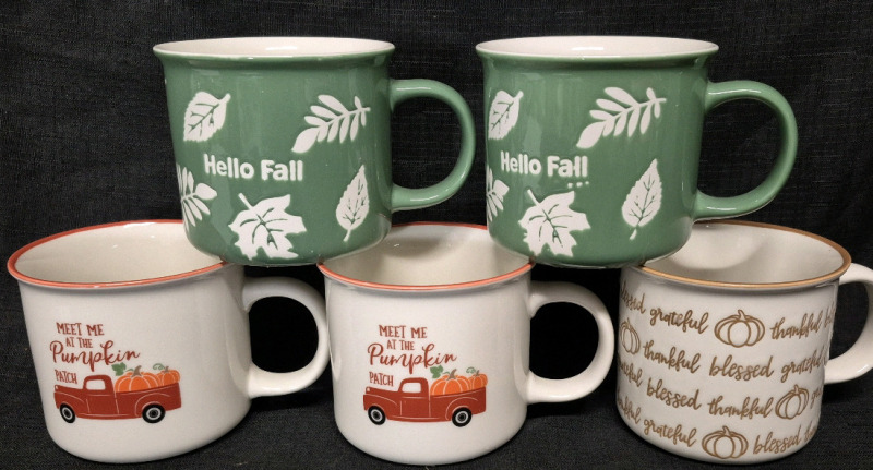 5 New Ceramic Mugs - 533mL