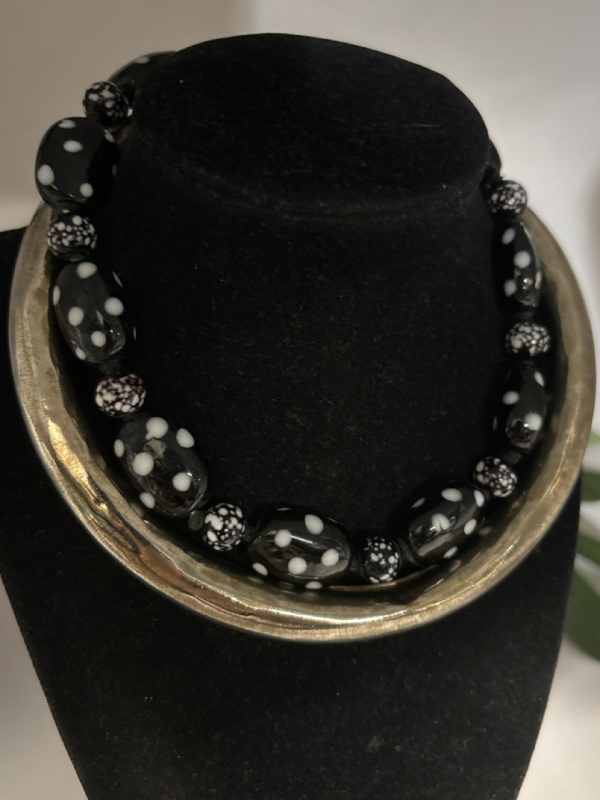 Vintage Venetian Glass Polka Dot Necklace Hollow Thick Collar Necklace