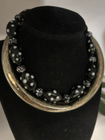 Vintage Venetian Glass Polka Dot Necklace Hollow Thick Collar Necklace