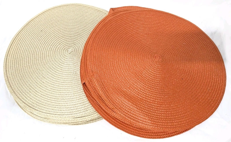 12 New Round Woven Placemats 15" Diameter ea
