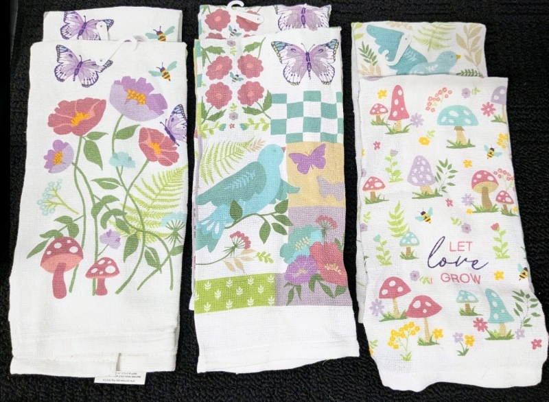 6 New Cheerful Springtime Kitchen Towels - 14" x 24" ea