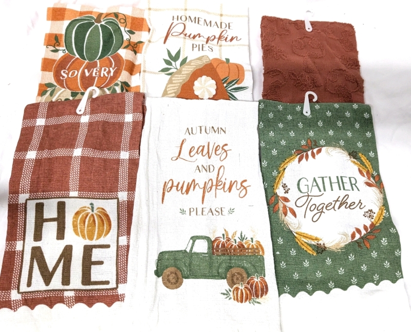 6 New Fantastically Fall-Themed Kitchen Towels - 14" x 24" ea