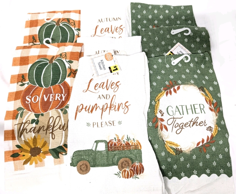 8 New Fantastically Fall-Themed Kitchen Towels - 14" x 24" ea