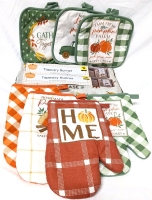 9 New Fall Kitchen & Dining Things : 2 Tapestry Runners (13" x 68" ea), 3 Pot Holders & 4 Oven Mits