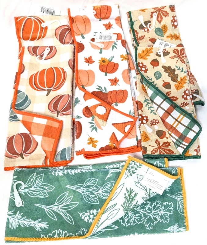 7 New Fall-Themed Reversible Kitchen Towels - 14" x 24" ea