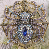 Rhinestone Spider Web Brooch<br/>Cabochons Approximately 2.75 x 2.75 Inch