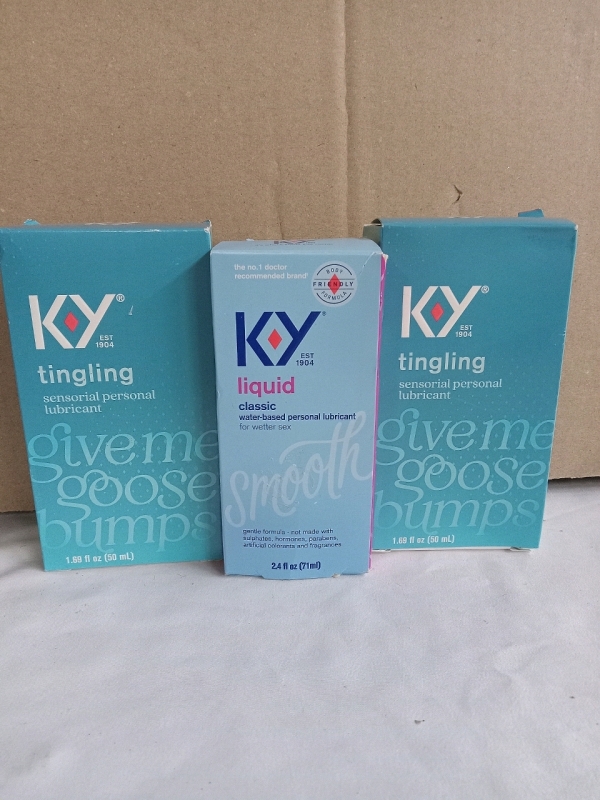 *Adults Only* 3 New | KY Lubricants | 1 Classic Waterbased & 2 Tingling Sensorial | Largest is 71mL