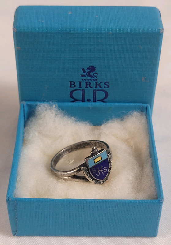 Vintage BIRKS Sterling St Joseph High School Ring , Size 7 . Appears to be Ladies Design