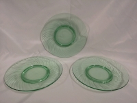 3 Vintage Uranium Glass Plates - Green