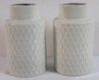 2 New 9" Ceramic Honey Comb Design Vases