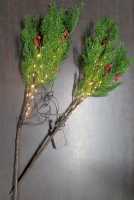As-New National Tree Company Attached Pair of Light-Up Evergreen Sprigs with Battery/USB Power - 38" Long ea