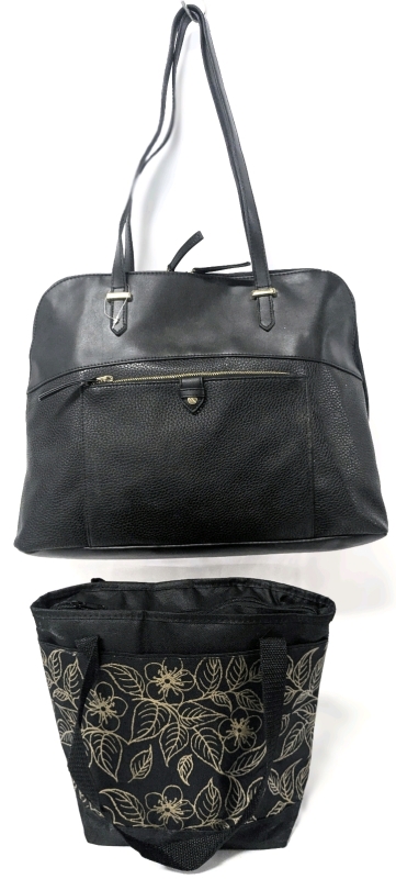 2 New Bags : Large Pebbled Faux Leather Purse / Laptop Bag + Insulated 8-Can Cooler Bag / Lunch Bag | Purse 16" x 4.75" x 12.25" Tall (Excl Handles)