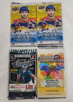 NFL Football , NHL Hockey & Multi-Sport Sealed Trading Card Wax Packs . Upper Deck & Panini