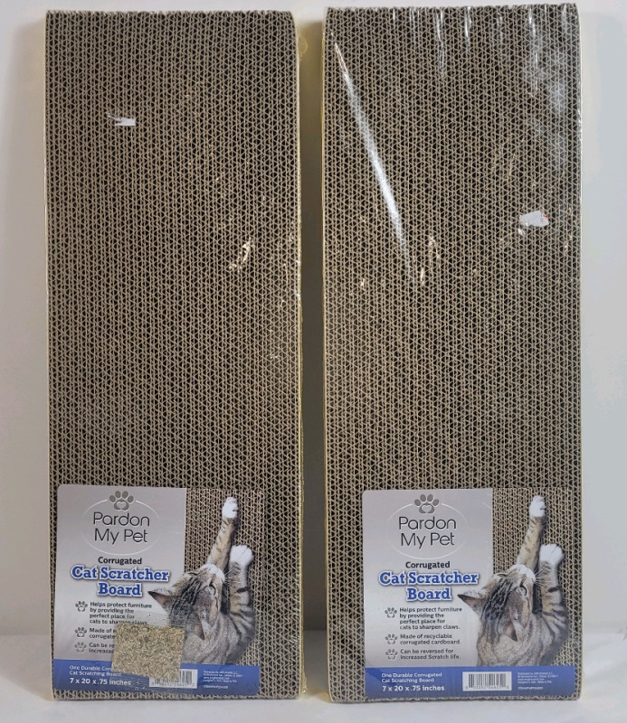 Two (2) New Pardon My Pet Cat Scratching Boards . Each measures 7 1/4"&times;20"&times;3/4"
