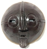 Large Hand Carved Wood Ghana Double Mouth Ceremonial Folk Art Mask - 16" Diameter