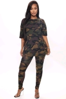 New Size XL Women's FASHION NOVA Weekend Vibes Camo Legging Set : Brown/Combo