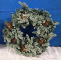 New | Faux Decorative Wreath W/ Lights Battery Operated 18" Dia