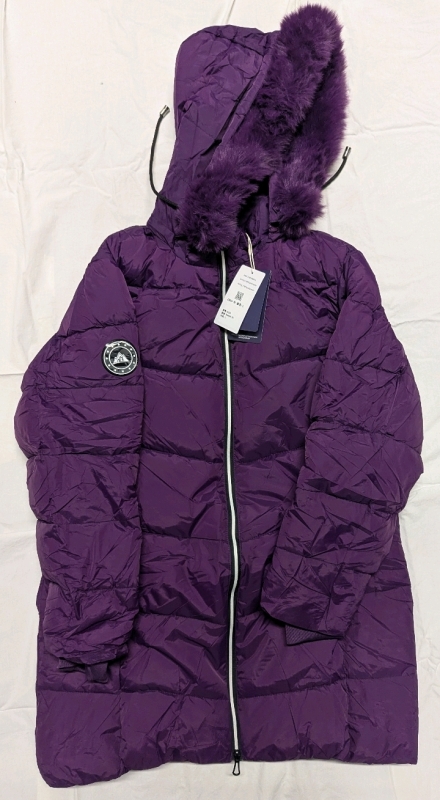 New: Size L Women's - Puffy Parka With Faux Fur - Purple