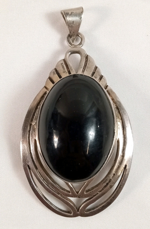 Mexico 925 Silver Teardrop Necklace Pendant .