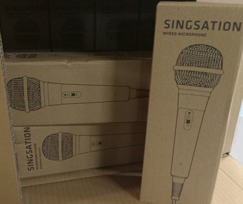 8 New | Singsation Wired Microphone | Each Comes W/ 1 Dynamic Microphone & 1 5' Attatched Cord