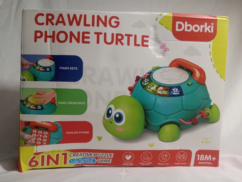 New | Dborki Crawling Phone turtle w/ Piano keys, hand drum beat and analog phone