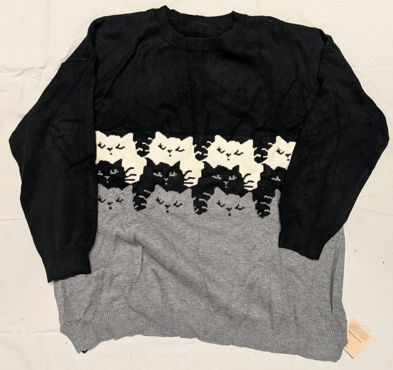 New: Size US 22-24 Women's - Knitted Pullover Sweater - Cat Themed