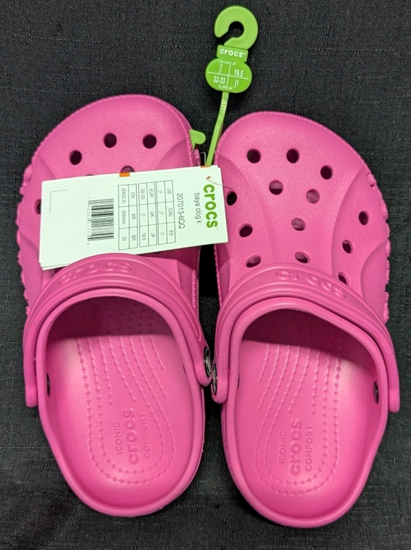 New: Size J1 Kids - Crocs Baya Clog - Electric Pink - Retails For 50$