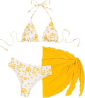 New Size Med Women's 3 Piece Floral Bikini Set with Coverup Waist Wrap
