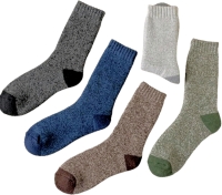 5 New Pairs O/S Unisex Knit Hiking-Type Socks - One Size Fits Most