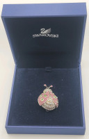 Retired Pink Swarovski Crystal LADY BUG Pin Brooch w/Case . Signed on Back