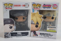 New - Funko Pop! Evolve " Val " & Naruto " Boruto " Vinyl Figues in Original Boxes .