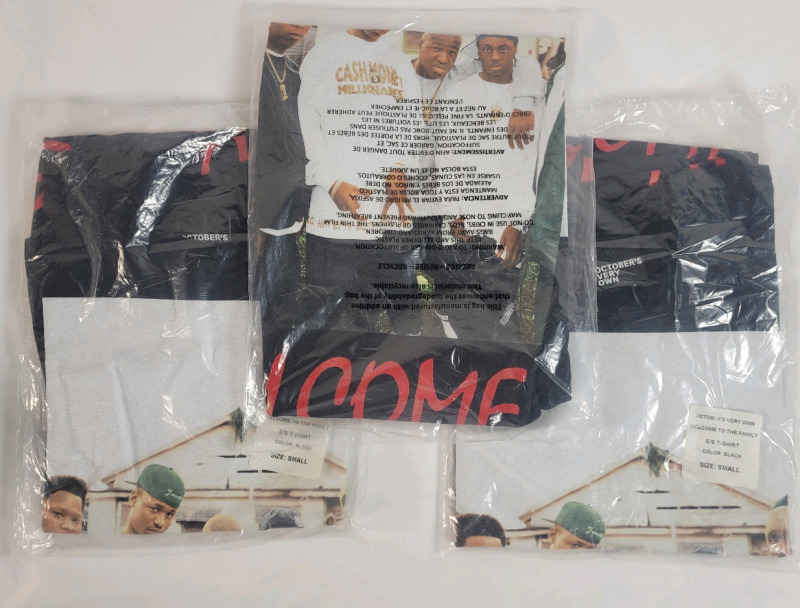 Three (3) New Size Small October's Very Own OVO ( Drake ) T-Shirts .